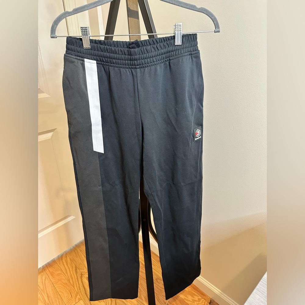 Reebok Black Straight Leg Pants with White Stripe